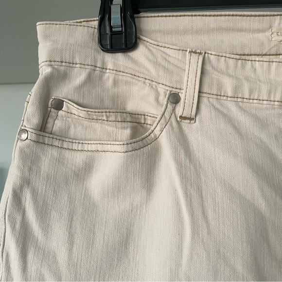Eileen Fisher Off White Cream Straight Leg Mid Rise Organic Cotton Cropped Jeans - Picture 6 of 14